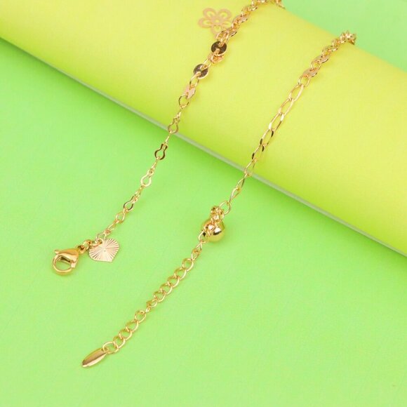 "Delicate Rose Gold Anklet with Floral & Charm Accents, XPAL1066 - Picture 4 of 12